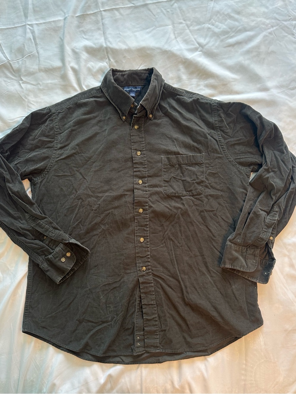 Grant Thomas Dark Gray Corduroy button-up shirt